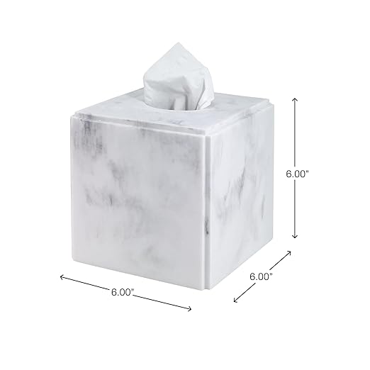 Avanti Linens - Tissue Box Cover Resin Countertop Decor Marble Design (Catania Collection)