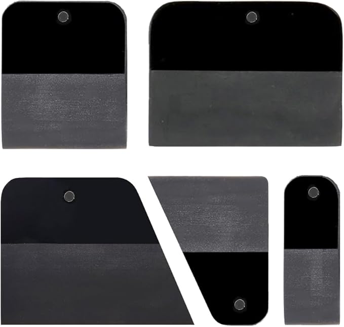 PPF Squeegee Kit 5 in 1 Anti-Scratch Soft TPU Scraper for VinylSmall Tint Squeegee Water Blade Scraper for Paint Protection FilmVinyl Wrap Window Tint Tools (Black Magnet)