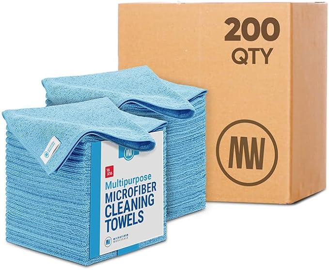 Microfiber Wholesale 16 x 16 All Purpose Towels (Blue-200 Qty)