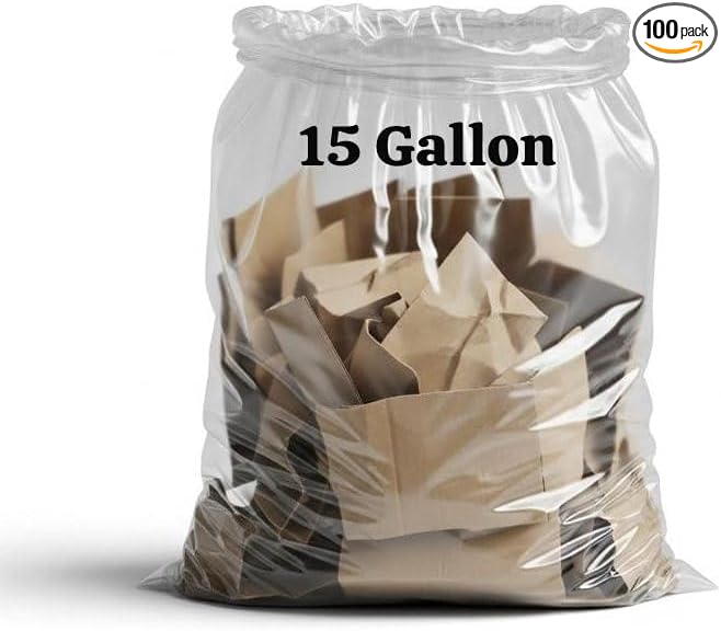 Trash Bag 15 Gallon Clear 100 count