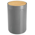 mDesign Plastic Round Trash Can Small Wastebasket - Garbage Bin Container with Swing-Close Lid - Bathroom Garbage Basket - Holds Waste Recycling - 1.3 Gallon - Basa Collection - Charcoal Gray/Natural