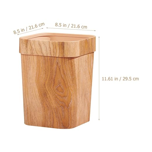 Cabilock Office Decor Decor Decor Decor Trash Can Wood Grain/Marble Pattern Garbage Container Bin Decoration Bin Plastic Toilet Paper Bucket for Bathrooms Kitchen Bedroom Office