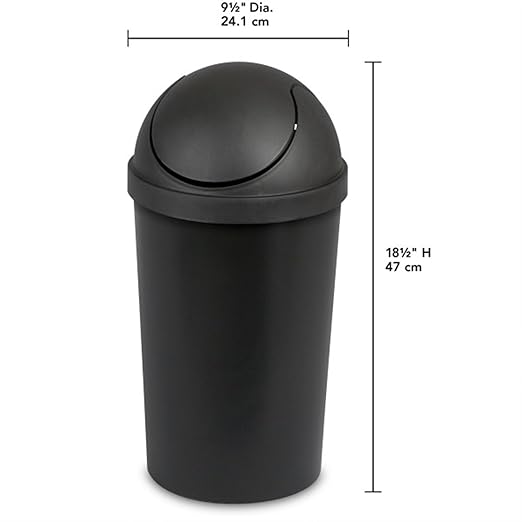Sterilite 6 Pack SwingTop Wastebasket Round Trash Can w/Swing Top Lid 3 Gallon Black