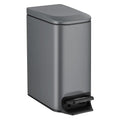 TIPGO Slim Bathroom Trash Can with Lid Soft Close 6 Liter / 1.6 Gallon Stainless Steel Garbage Can with Removable Inner Bucket Step Pedal Small Trash Cans for Bedroom Office Kitchen (Grey)