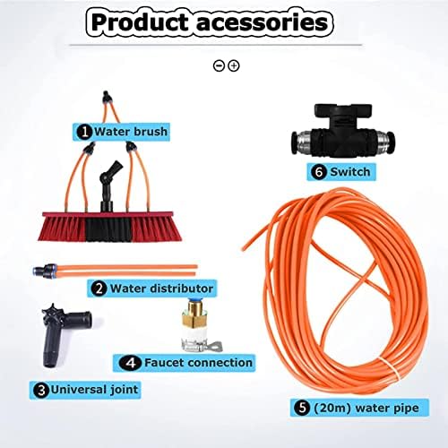 Glass Cleaning Brush Home Water Fed Telescopic Pole Kit Solar Panel Brush Rotating for Photovoltaic PanelWater Fed Telescopic Brush Window Cleaning Pole Kit Extendable Cleaner Conservator
