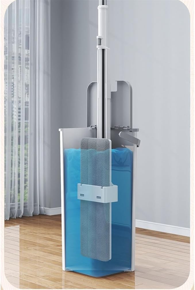 Multi-Functional Hand-Free Dry Wet with Wiper Strip Mite Warehouse Flat Mop Set with Bucket for Home