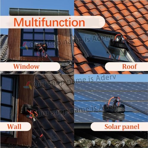 Glass Cleaning Brush Home Water Fed Telescopic Pole Kit Solar Panel Brush Rotating for Photovoltaic PanelTelescopic Window Cleaning Pole Kit - 3.6-10.8M Extendable Brush &amp Water Fed System