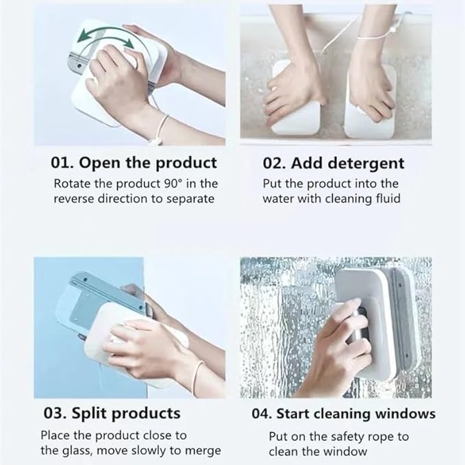 Double-Sided Magnetic Window Cleaner - Glass Scraper Household Cleaning Tool(Glass 8-15mm)