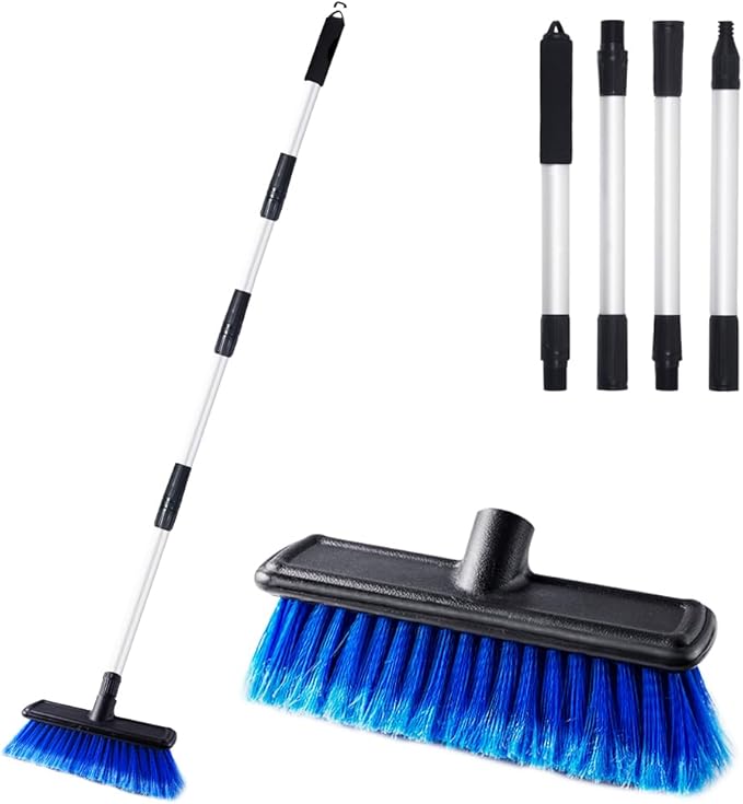 62 Car Wash Brush Mop with Long Handle 10 Soft Bristle Scrub Scratch-Free Car Cleaning Brush Supplies Broom Kit for RV Boat Truck SUV House Siding Snow Floors Extension Aluminum Alloy