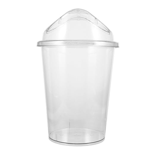 Mobestech Large Transparent Swing Lid Trash Can Sturdy Waste Basket for Home Office Kitchen and Bathroom Versatile Garbage Container for Easy Disposal