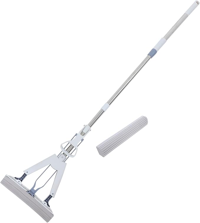 28cm Folding Sponge Mop for Wet and Dry Cleaning Easy Squeeze Household Mop for Tile and Laminate Floors Absorbent Foam Head