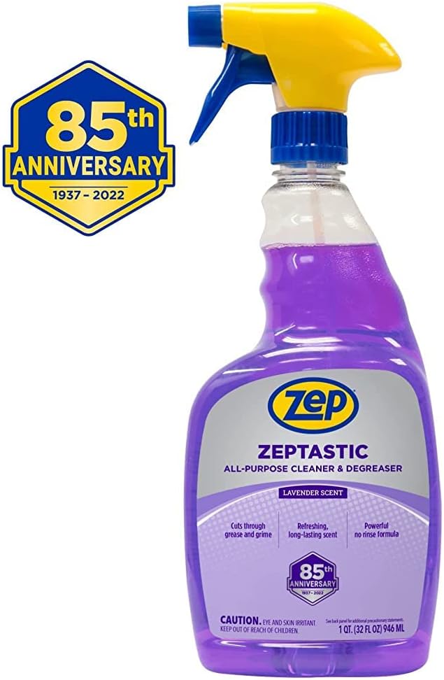 Zep Zeptastic All-Purpose Cleaner and Degreaser - 32 oz (Case of 12) 325712 - Refreshing Lavender Fragrance Cuts Through Grease and Grime Powerful No Rinse Formula