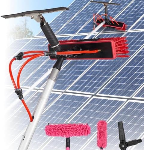 Glass Cleaning Brush Home Water Fed Telescopic Pole Kit Solar Panel Brush Rotating for Photovoltaic PanelTelescopic Window Cleaner Kit - 5M Extendable Pole with Water Fed Brush Head for Eff