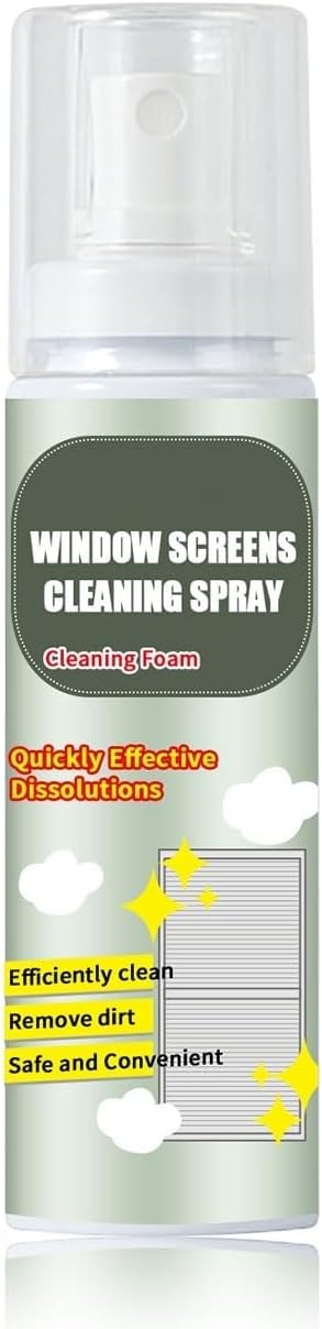 Powerful Window Screen Cleaning Foam Spray - Quick-Dissolve Dust Remove Grease &amp Odors Leaves Windows Sparkling(3PCS)