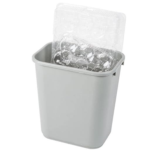 TableTop King 2818GY 28 Qt. / 7 Gallon Gray Rectangular Wastebasket