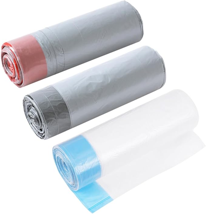 Drawstring Garbage Bags 90pcs Disposable Trash Bags with Handles for Kitchen and Household Waste Collection Random Color