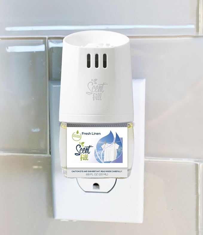 Scent Fill Fresh Linen Plug in Air Freshener 4 Scented Oil Refills