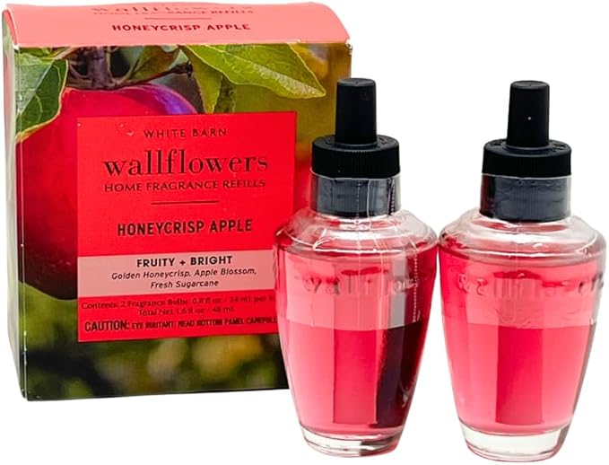 Bath &amp Body Works Wallflowers Refills FALL APPLE SCENT Collection 3pc Bundle with 40-Inch Red Holiday &amp Glittered Polka-Dot Ribbon Bow – Spiced Apple Toddy Honeycrisp &amp Warm Apple Pie (2-