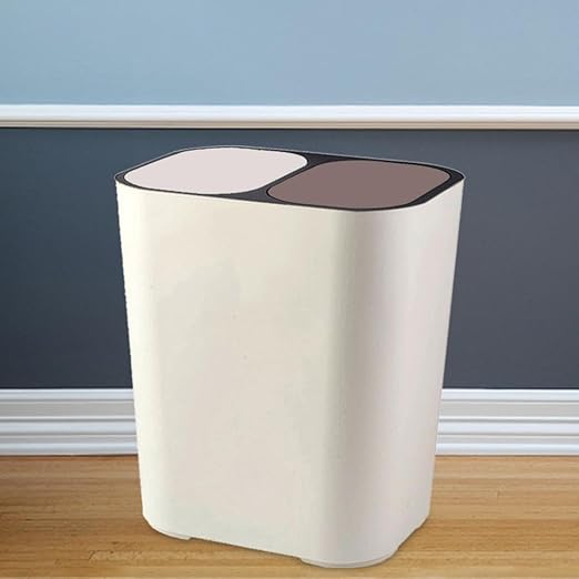 Yajuyi 18L Trash Can Garbage Bin Rubbish Storage Bucket Office Wastebasket for Living Room White