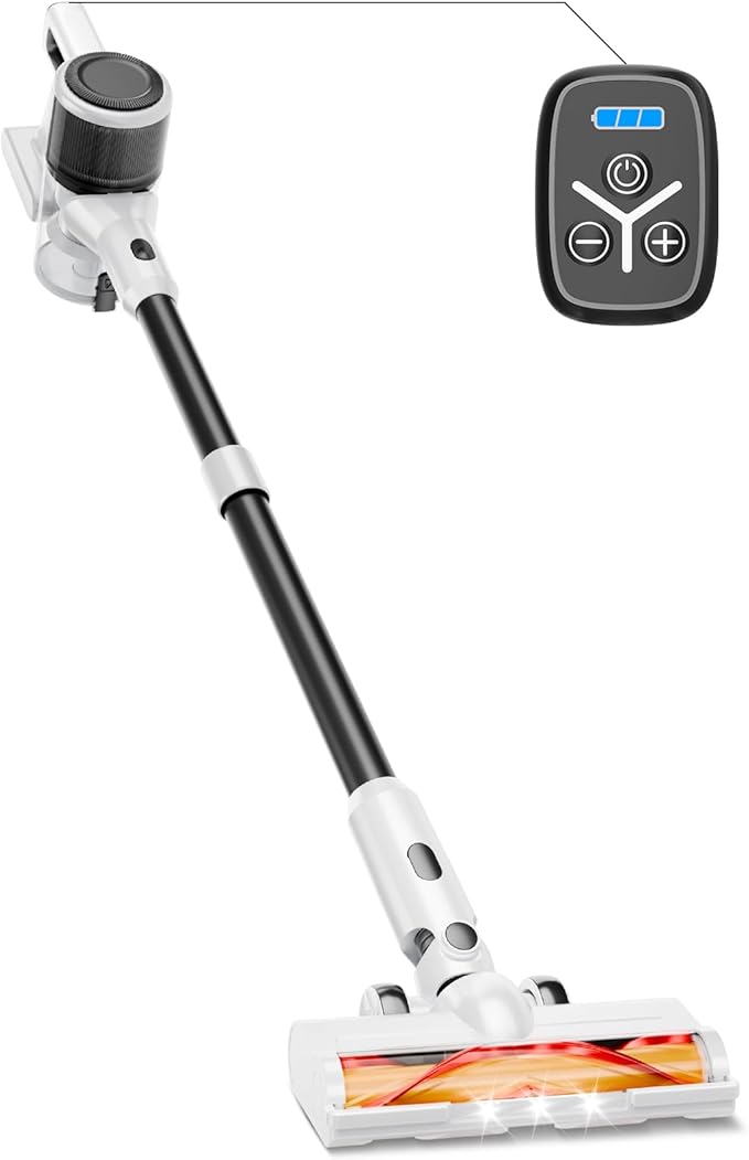 KIKETECH Cordless Vacuum Cleaner 8 in 1 Vacuum Cleaners1.2 L Dust Cup Rechargeable Vacuum Pet for Hair Carpet HardfloorWhite