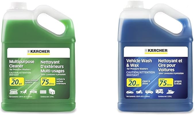 Kärcher Pressure Washer Cleaning Soap Concentrate Bundle - Multi-Purpose for Outdoor Surfaces Car Wash &amp Wax 1 Gallon Each