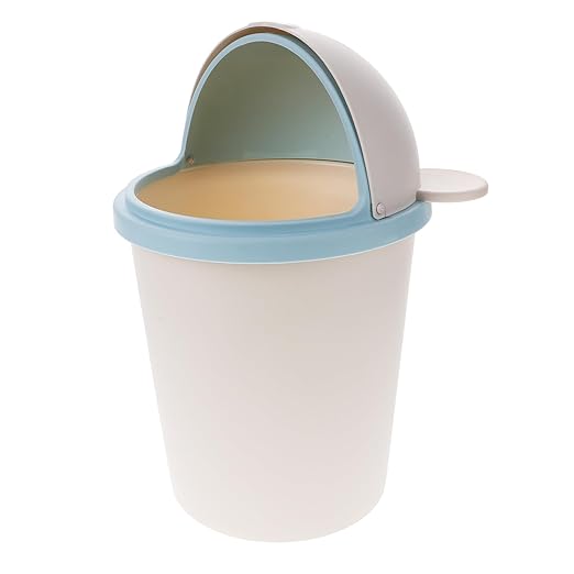 Unomor Desktop Trash Bin with Swing Lid Cute Wastebasket for Home Office for Living Bedroom and Desk Organization Odor Reducing Design