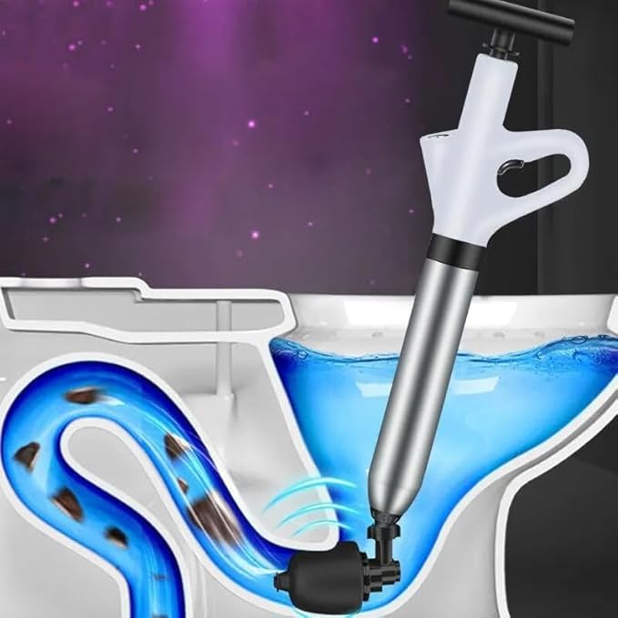 HEPBAK Stainless Steel Toilet Pipe Dredger Pneumatic Household High-pressure Dredging Tool Set Thickened Wall Cylinder Sturdy And Safe (Color: gray)