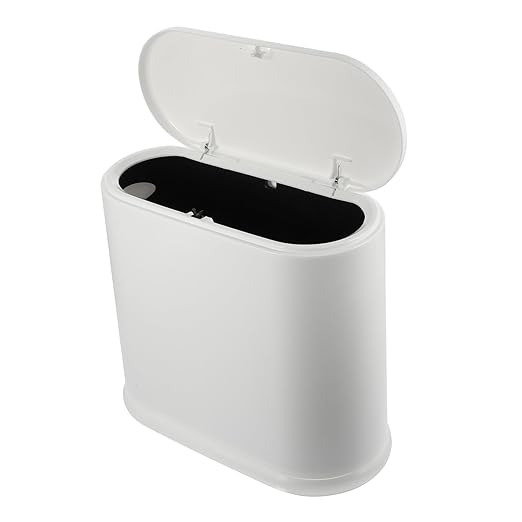 Luxshiny Compact Trash Can with Lid Modern Wastebasket for Bathroom Kitchen Office Material Stylish Design for Space Saving Convenience