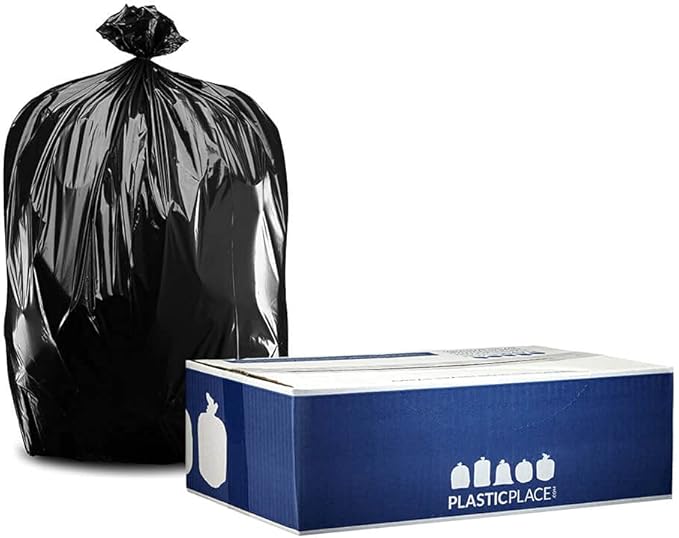Plasticplace 40-45 Gallon Trash Bags │ 2.0 Mil │ Black Extra Heavy Duty Garbage Can Liners │ 40 x 46 (100 Count)