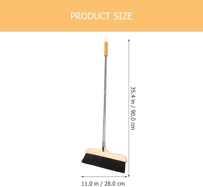 Long Handle Horsehair Brush Soft Bristle Cleaning Brush for Pet Hair Removal Indoor/Outdoor Anti-Slip Handle Easy to