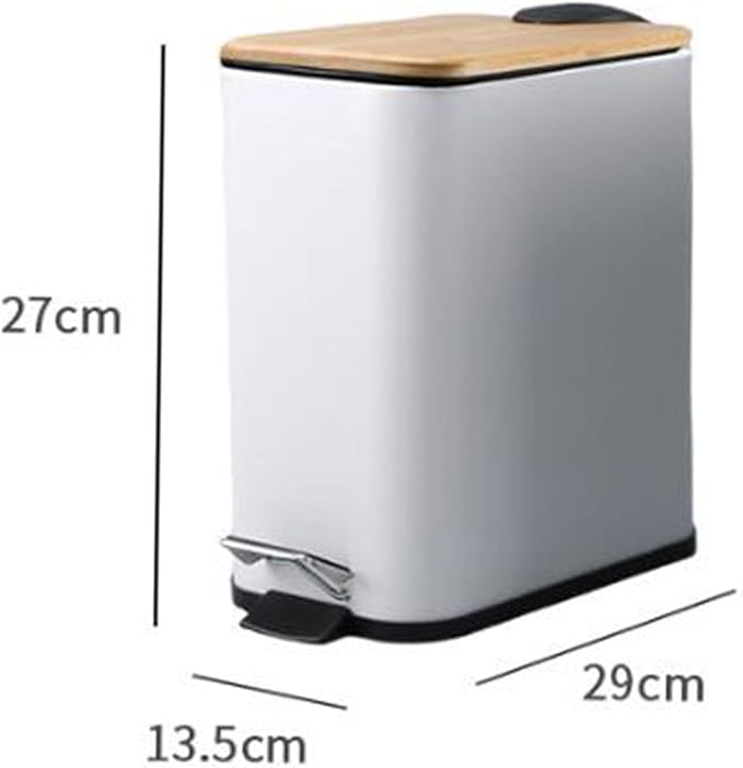 Step Trash Can Kitchen Wastebasket Simple 5L Capacity Foot Pedal Garbage Bin Household Dustbin for Home Sunroom Study Office White