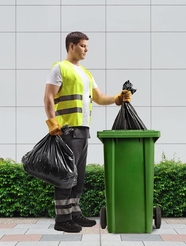 150 Count Heavy Duty Black Trash Bags 40-45 Gallon Large Garbage Bags 38 x 46 Inch 20 Micron Thick Leak-Resistant Trash Can Liners for Home Office Yard Cleanup