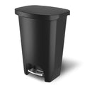 Glad Premium 13 Gallon Trash Can - Plastic Kitchen Waste Bin with Odor Protection of Lid Stainless Steel Step On Foot Pedal and Garbage Bag Rings Black