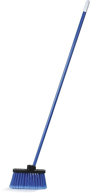 Carlisle FoodService Products 3686314 Duo-Sweep Light-Weight Flagged Industrial Lobby Broom with Metal Threaded Handle Blue 53 inch x 11 inch
