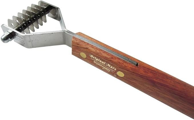 Mars Coat King Dematting Undercoat Grooming Rake Stripper Tool for Dogs and Cats Stainless Steel with Wooden Handle for Thick Coats 6-Blade Stripper for Groomers Pet Owners