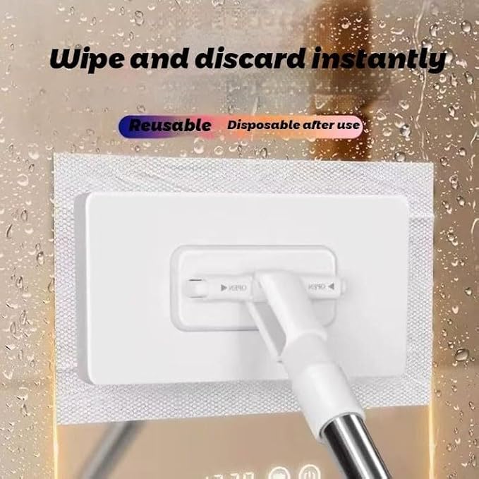 Disposable Dust Mop with 10 Reusable Cloths Lazy Mop Click On Design for Wet &amp Dry Floor Cleaning Adjustable Handle for Home Kitchen Bathroom