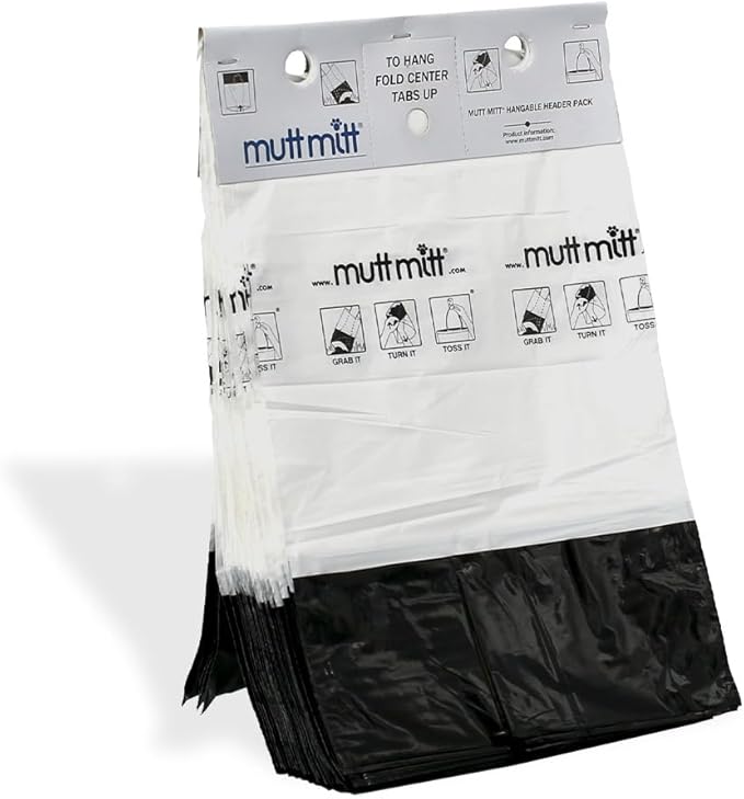 Mutt Mitt® 2-Ply Dog Waste Bags with Thick 2 Mil Mitten - 800 Dog Waste Bags on 8 Station Headers - No more yuck or warm handshake