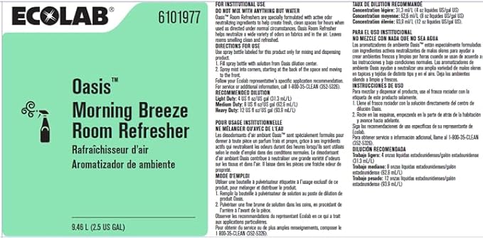 ECOLAB 6100831 Oasis Pro CLEAN ESCAPE Room Refresher - One (1) Two Liter Bag/Bladder per ORDER