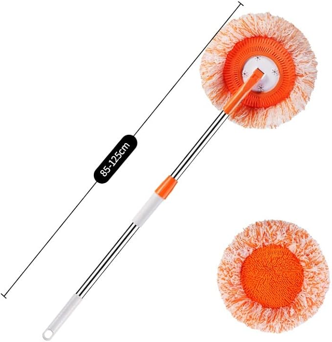 AQWEI 360° Rotatable Adjustable Cleaning Mop with Three Replaceable Mop Heads for Household Floor Cleaning Wall Cleaning Mops (47.2-inch Two-Section Rod)