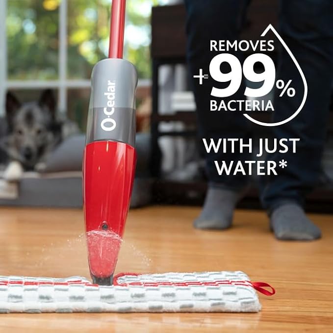 O-Cedar ProMist MAX Microfiber Spray Mop Removes 99% of Bacteria with just Water Features 1 Extra Refill