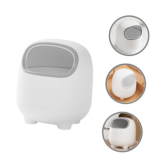 Creative Cartoon Desktop Trash Can Wastebasket Lid for Office Kitchen and Bedroom Cute and Lightweight Garbage Bin for Tabletop Use