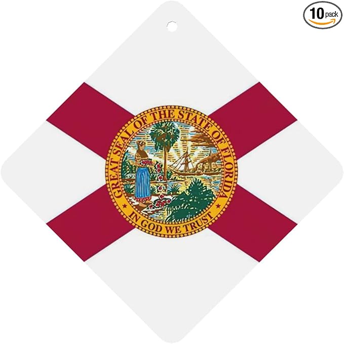 Florida State Flag Printing 10 Pcs Car Air Freshener Hanging Sheets Car Scented Hanging Sheets With Rope For Car Home