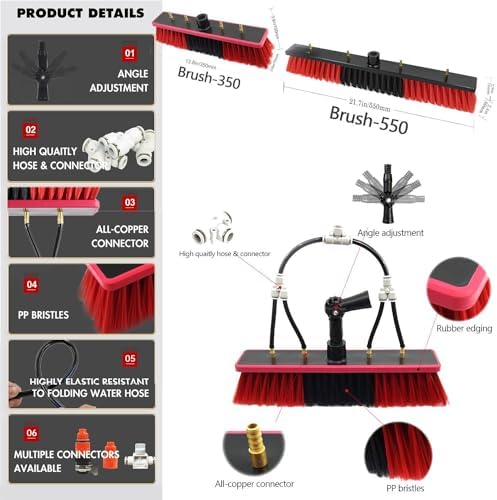 Glass Cleaning Brush Household Water Supply Telescopic Pole Kit Solar Panel Rotating Brush Solar Photovoltaic Panels9M Telescopic Water Fed Window Cleaning Pole for Photovoltaic a