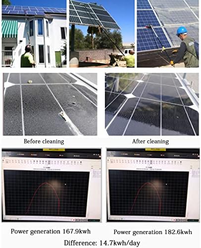 Glass Cleaning Brush Home Water Fed Telescopic Pole Kit Solar Panel Brush Rotating for Photovoltaic Panel3.6-10.8M Water Fed Telescopic Brush Water Fed Conservatory Roof Cleaner Telescopic