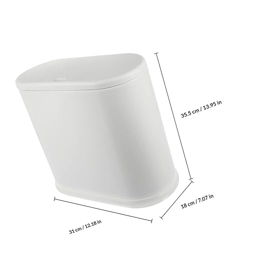 Luxshiny Compact Trash Can with Lid Modern Wastebasket for Bathroom Kitchen Office Material Stylish Design for Space Saving Convenience