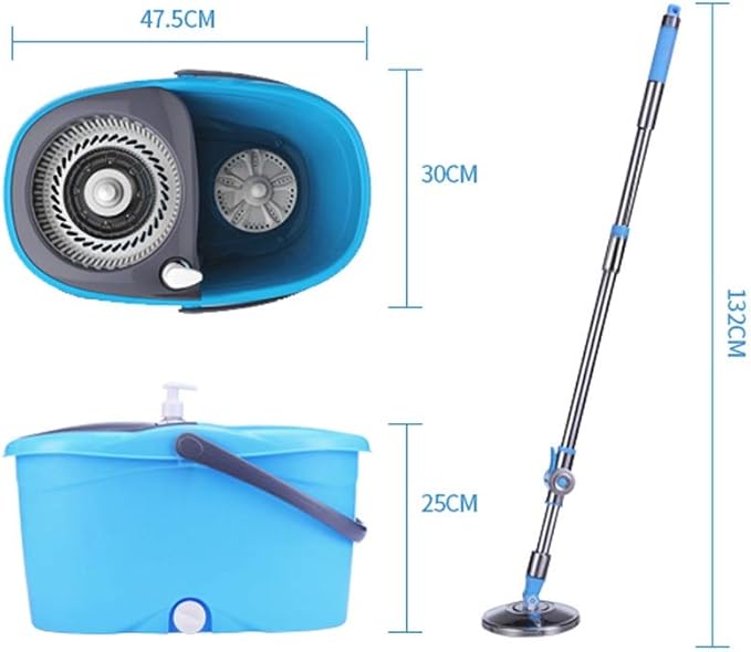 JSEIAJB Spin Mop 360° Self Wringing Spinning Washable Microfiber Heads Easy to Use and Store