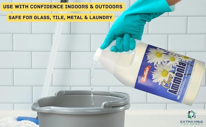 Clear Ammonia Cleaning Kit – 2 x 64oz Bottles with Gloves Microfiber Cloth &amp Usage Guide – Odor Neutralizer Degreaser &amp Laundry Booster