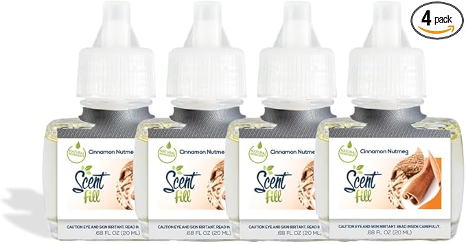 Scent Fill Sweet &amp Spicy Cinnamon Nutmeg Plug in Air Freshener 4 Scented Oil Refills