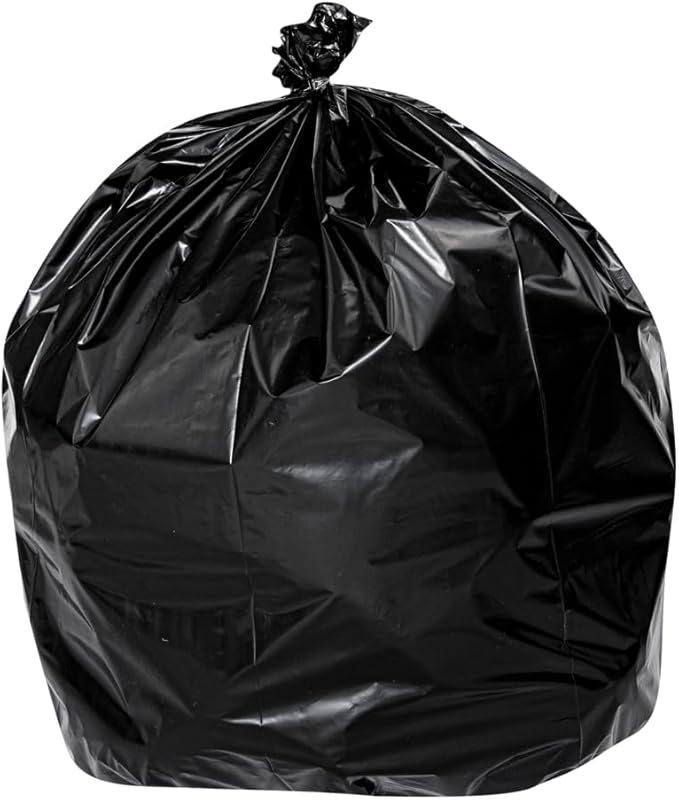 Restaurantware RW Clean 45 Gallon Trash Bags 100 Heavy-Duty Garbage Can Liners - Fits 40-45 Gallon Trash Cans Stretchable Black Plastic Bin Liners With Star Seal Bottom