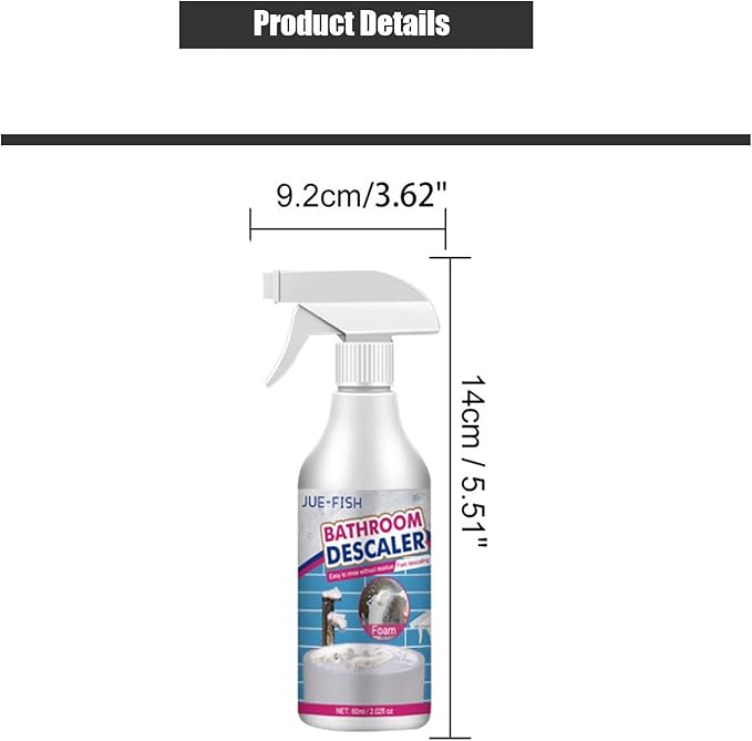 60ml/2.02fl oz Stubborn Stains CleanerBathroom Descaler Foam Cleaner Bathroom Descaler Cleaner Bathroom Descaler Stubborn Stains Cleaner Bathroom Descaler Cleaner Spray for Daily Cleaning (2PCS)